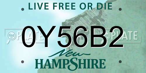 0Y56B2 New Hampshire License Plate