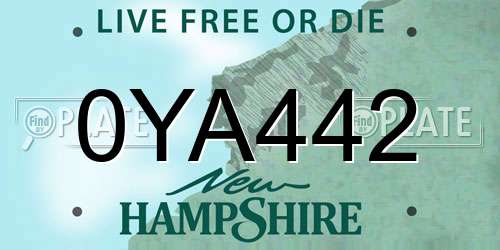 0YA442 New Hampshire License Plate