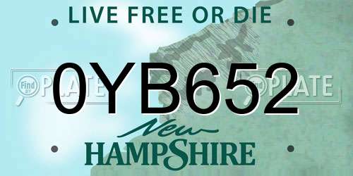 0YB652 New Hampshire License Plate