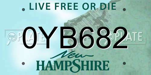 0YB682 New Hampshire License Plate