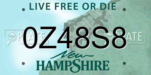 0Z48S8 New Hampshire License Plate