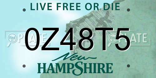 0Z48T5 New Hampshire License Plate
