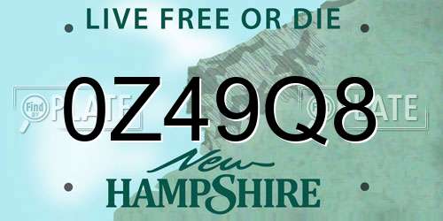 0Z49Q8 New Hampshire License Plate