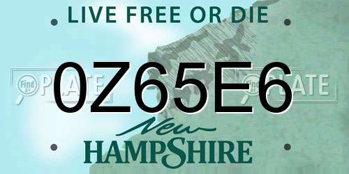 0Z65E6 New Hampshire License Plate
