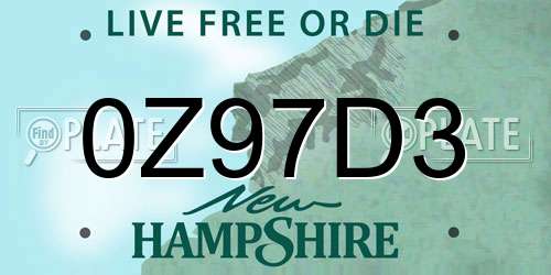 0Z97D3 New Hampshire License Plate