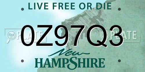 0Z97Q3 New Hampshire License Plate