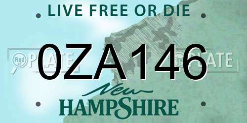 0ZA146 New Hampshire License Plate