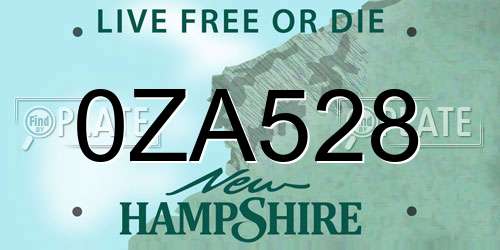 0ZA528 New Hampshire License Plate