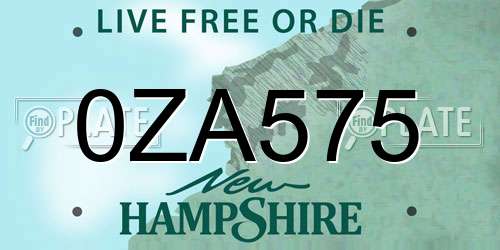 0ZA575 New Hampshire License Plate