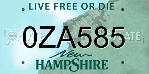 0ZA585 New Hampshire License Plate