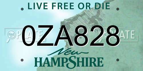 0ZA828 New Hampshire License Plate