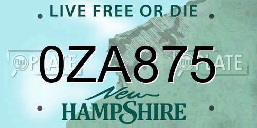 0ZA875 New Hampshire License Plate