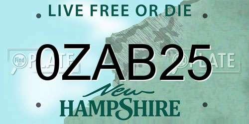 0ZAB25 New Hampshire License Plate