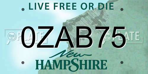 0ZAB75 New Hampshire License Plate