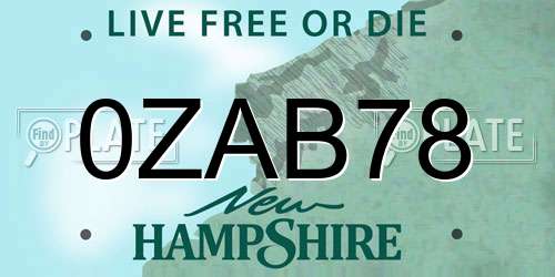 0ZAB78 New Hampshire License Plate