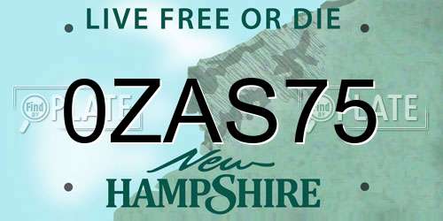 0ZAS75 New Hampshire License Plate