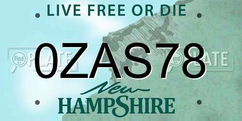0ZAS78 New Hampshire License Plate