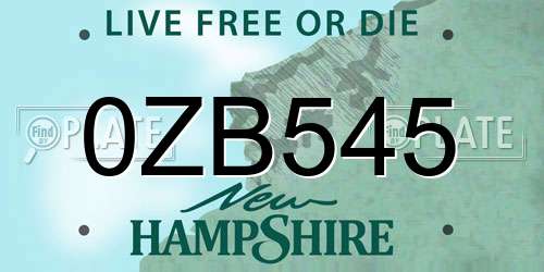 0ZB545 New Hampshire License Plate