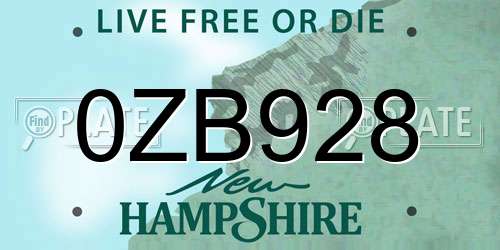 0ZB928 New Hampshire License Plate