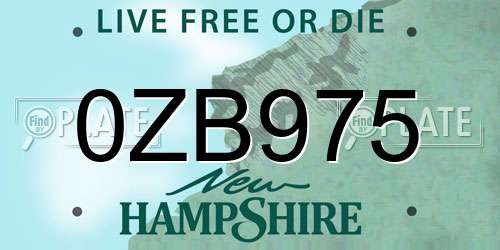 0ZB975 New Hampshire License Plate