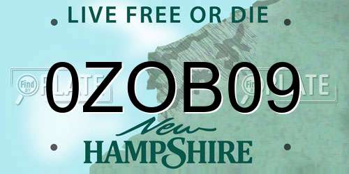 0ZOB09 New Hampshire License Plate