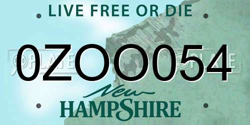 0ZOO054 New Hampshire License Plate