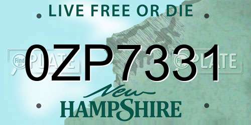 0ZP7331 New Hampshire License Plate