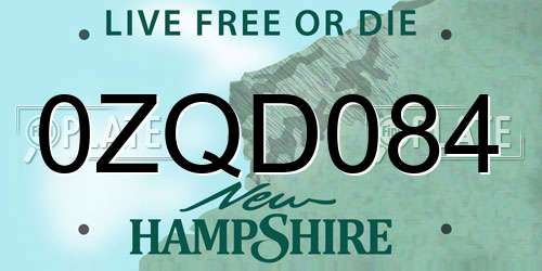 0ZQD084 New Hampshire License Plate