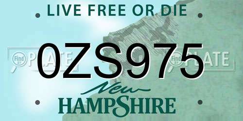 0ZS975 New Hampshire License Plate