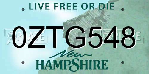 0ZTG548 New Hampshire License Plate