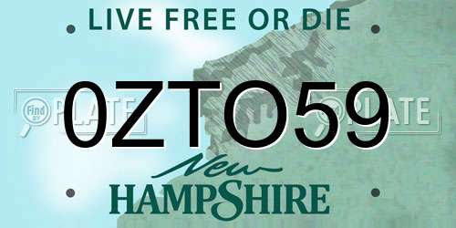 0ZTO59 New Hampshire License Plate