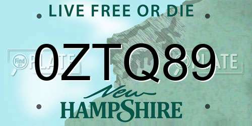 0ZTQ89 New Hampshire License Plate