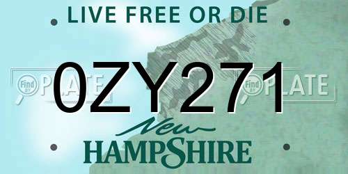 0ZY271 New Hampshire License Plate