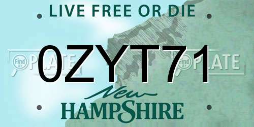 0ZYT71 New Hampshire License Plate