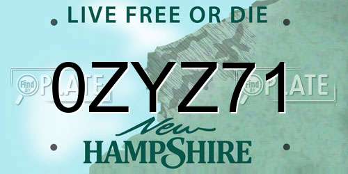 0ZYZ71 New Hampshire License Plate
