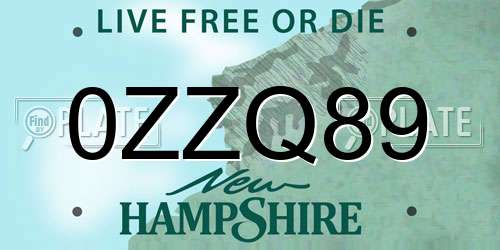 0ZZQ89 New Hampshire License Plate