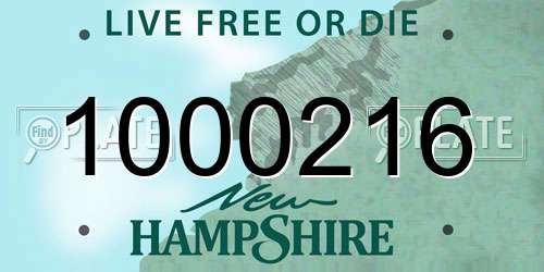 1000216 New Hampshire License Plate