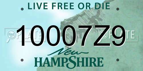 10007Z9 New Hampshire License Plate