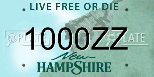 1000ZZ New Hampshire License Plate