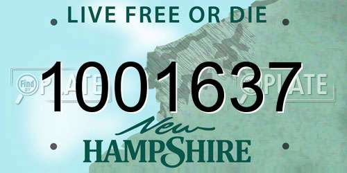 1001637 New Hampshire License Plate