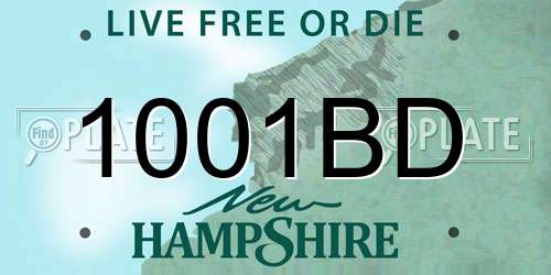 1001BD New Hampshire License Plate