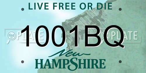 1001BQ New Hampshire License Plate