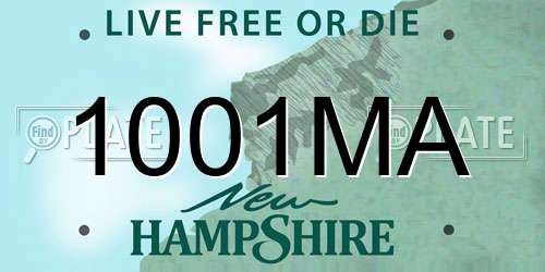 1001MA New Hampshire License Plate