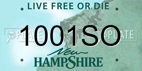 1001SO New Hampshire License Plate