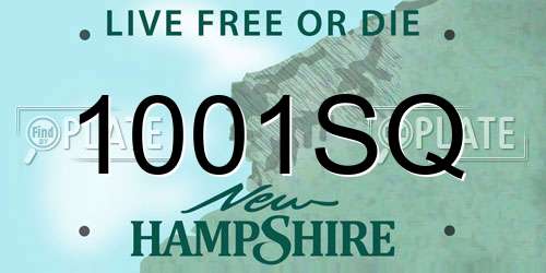 1001SQ New Hampshire License Plate
