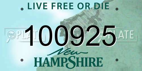 100925 New Hampshire License Plate