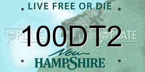 100DT2 New Hampshire License Plate