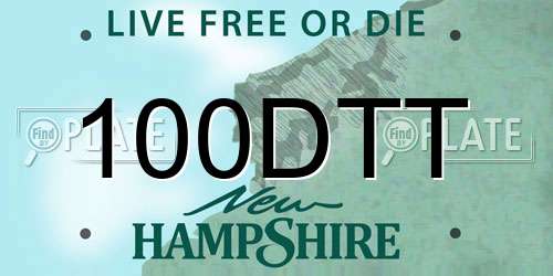 100DTT New Hampshire License Plate