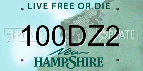 100DZ2 New Hampshire License Plate