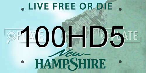 100HD5 New Hampshire License Plate